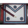 Masonic Bag White Leather Skyblue and Marron Robbon 3 Rosetts