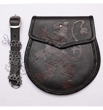 Rampart lion Leather sporrans with real leather Belt and chain