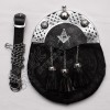 Seal Skin Black Sporran with Masonic Badge on leather Backing