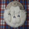 Silver Cantle Antique Finish with white Rabbit Fur Sporran