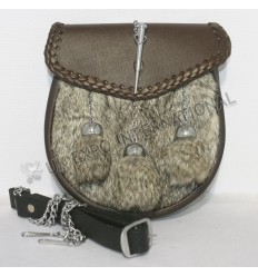 Gray Furr Sporrans with Brown or black leather chrome lock