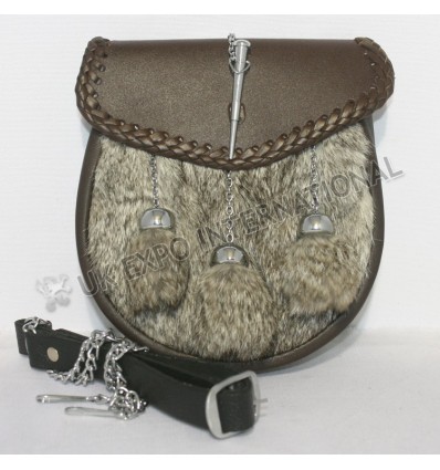Gray Furr Sporrans with Brown or black leather chrome lock