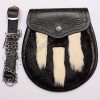Black rabbit fur with White Fix fur tessle shap Front Embossed