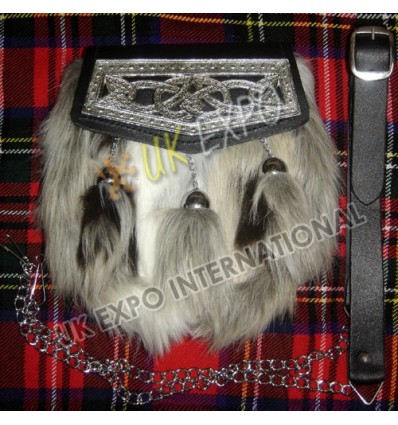 Multi Color Artificial Long Hair Fur with Celtic Cantle on Flap