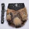 Brown Fox fur with Rampart lion on celtic embossed Semi Dress Sporrans