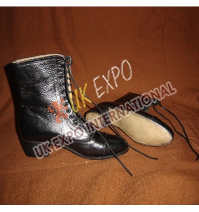 Civil War Black Real Leather Long Shoes