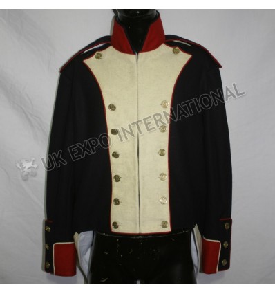 French Habit 1808 Black Coat with white front and red piping