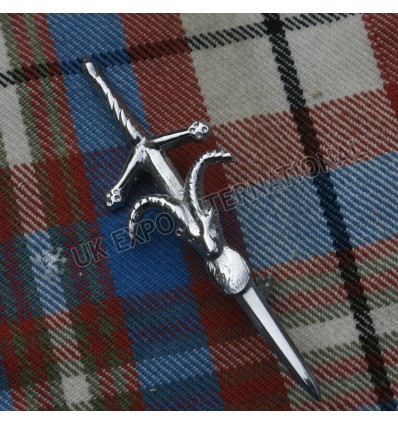 Mens Highland Kilt Pin Celtic Knot Work Design Irish Green Stone Celtic Kilt Pin