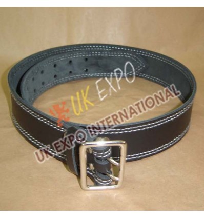 Black Color Leather Utiltiy kilt Belt With Double pin Lock Buckle