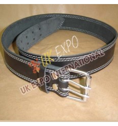 Black Color Leather Utiltiy kilt Belt With Double pin Ruler Buckle
