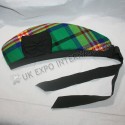 Black Glengarry Hat with Royal Stewart Tartan dicing and Red pom