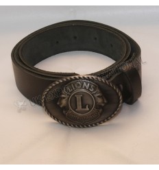 Lions Club Black Antique Buckle and real leather Belt