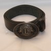 Lions Club Black Antique Buckle and real leather Belt